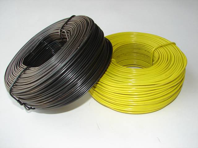 A black and a yellow color PVC coated wire.