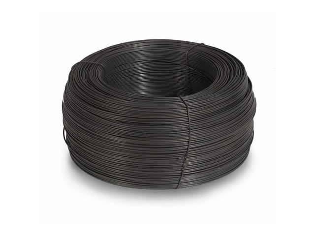  A roll of black annealed box wire on the white background.