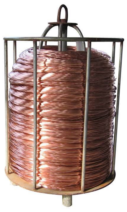  A axle is supporting copper steel wires.